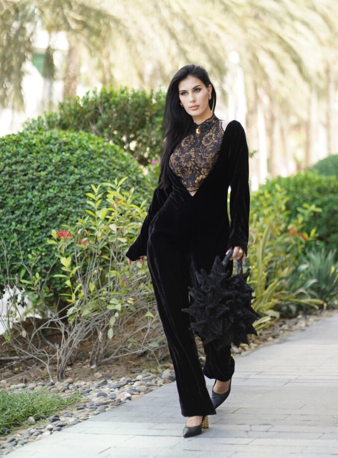 AFREECHEETAH BLACK VELVET JUMPSUIT