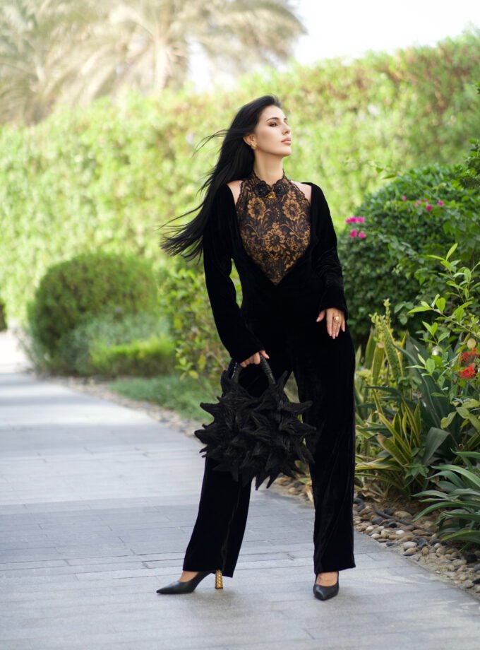 AFREECHEETAH BLACK VELVET JUMPSUIT
