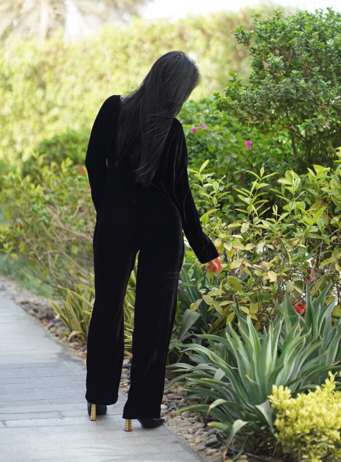 AFREECHEETAH BLACK VELVET JUMPSUIT